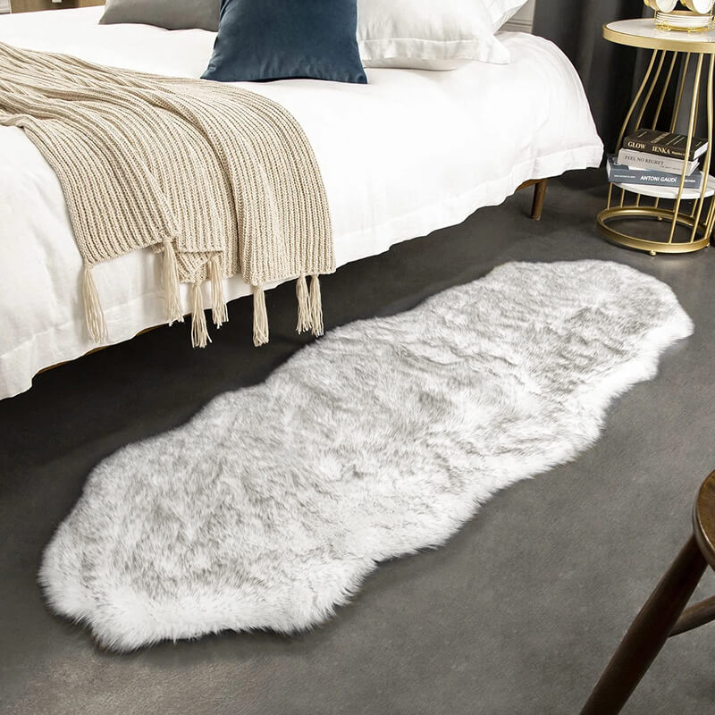 Faux Sheepskin Area Rug - Fluffy Non-Slip Suede Backing