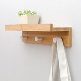 Bamboo Wall Shelf - Floating Storage Shelf with 2, 3 or 4 Hooks