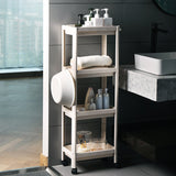 Slim Storage Trolley - 2/3/4 Tier Plastic Rolling Cart