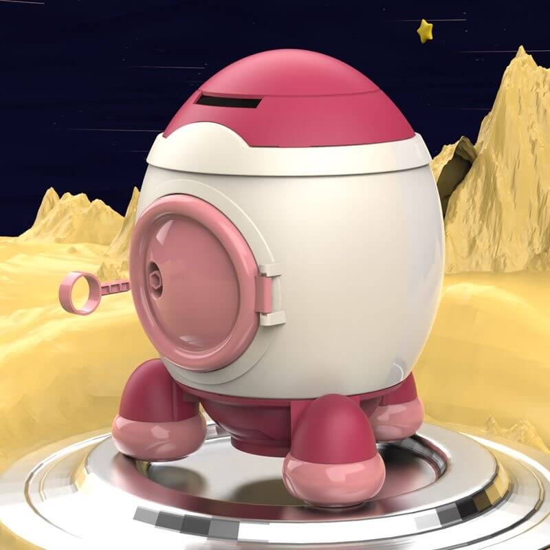 Rocket Piggy Bank - Lock and Key Money Box