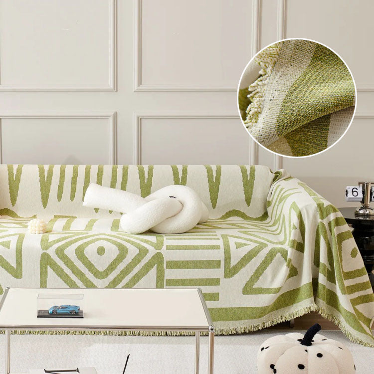 Boho Chenille Sofa Cover - Geometric Anti-Scratch Furniture Protector