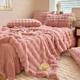 Faux Fur Throw Blanket - Faux Rabbit Fur with Coral Velvet Lining