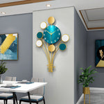 Balloon Wall Clock - Iron and MDF Silent Sweep Design in Blue and Gold
