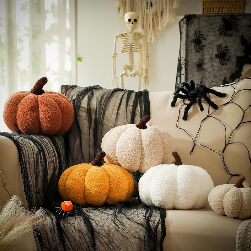 Pumpkin Cushion - Teddy Fleece Decorative Pillow with PP Cotton