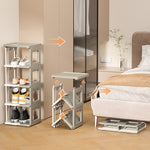 Foldable Narrow Shoe Rack - Stackable 3, 5 or 7 Tier Storage