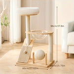 Wooden Cat Tree with Space Capsule, Condo and Scratching Posts