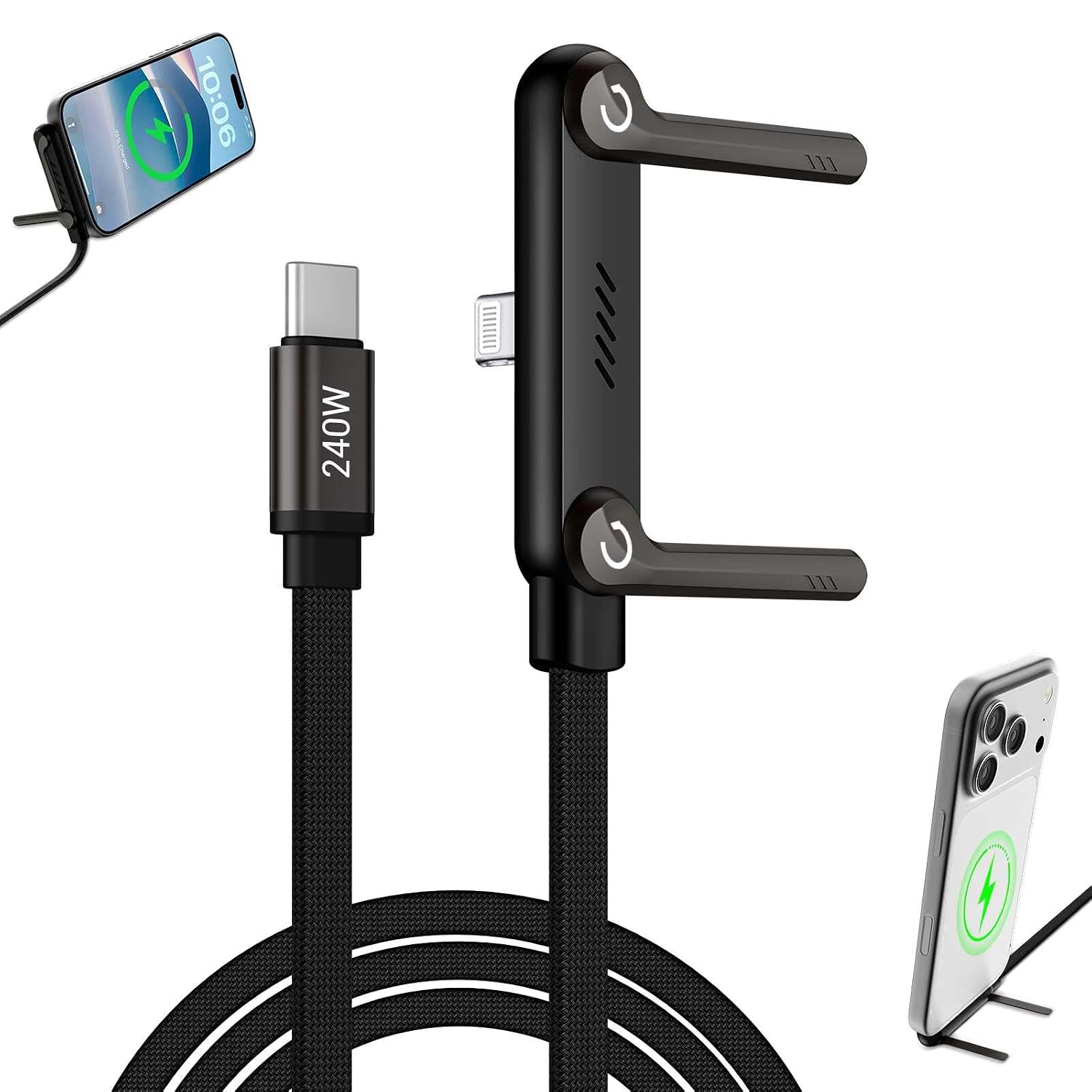 Charging Cable with Invisible Stand - USB-C & Lightning