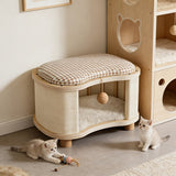 Wooden Cat Bed in Stool Style with Detachable Design
