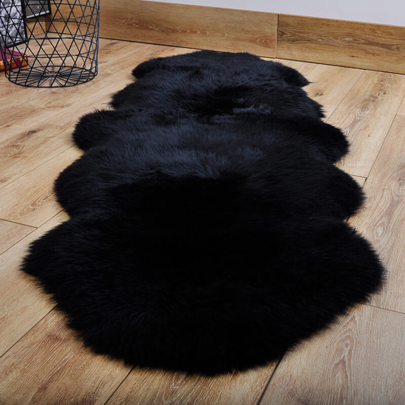 Faux Sheepskin Area Rug - Fluffy Non-Slip Suede Backing