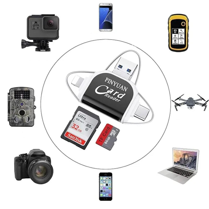 4-In-1 SD and Micro SD Card Reader