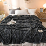 Striped Plush Throw Blanket - Soft Microfibre Polyester Fleece