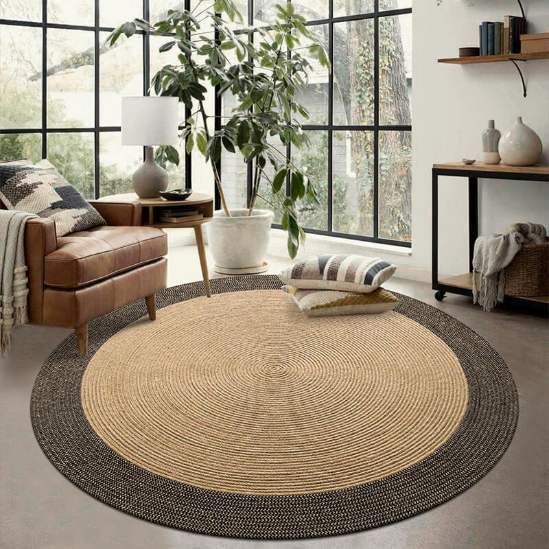Round Jute Rug - Braided Reversible Area Rug 45-120 Cm