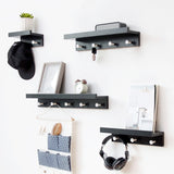 Bamboo Wall Shelf - Floating Storage Shelf with 2, 3 or 4 Hooks