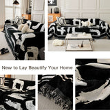 Printed Chenille Sofa Throw - Abstract Design with Fringe