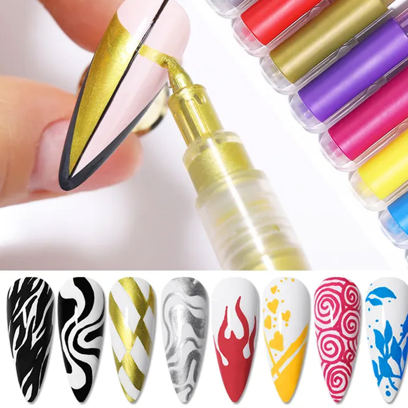12-Colour Nail Art Drawing Pen Set
