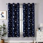 Star and Moon Blackout Curtains - Polyester 2-Panel Grommet Set
