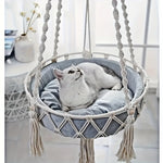 Woven Cat Swing with Breathable Linen Bed