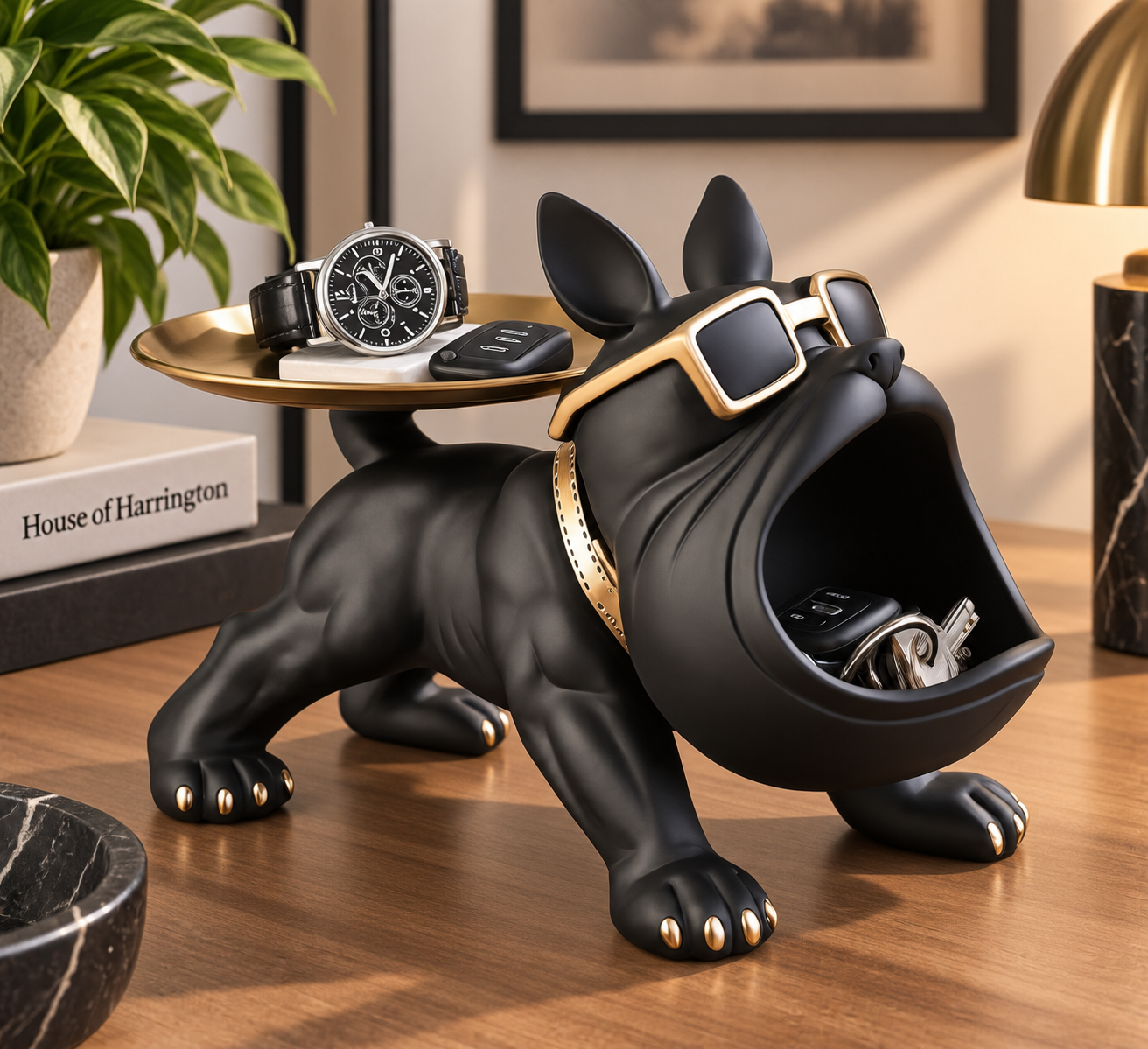 French Bulldog Butler - Polyresin Storage Tray Decoration