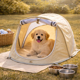 Foldable Pet Tent With Breathable Mesh and Cushion