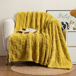 Soft Polyester Throw Blanket - Textured Plush Design in 5 Sizes