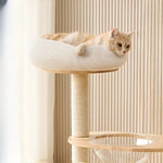 Wooden Cat Tree with Space Capsule, Condo and Scratching Posts