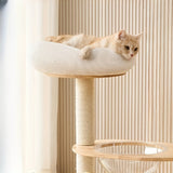 Wooden Cat Tree with Space Capsule, Condo and Scratching Posts