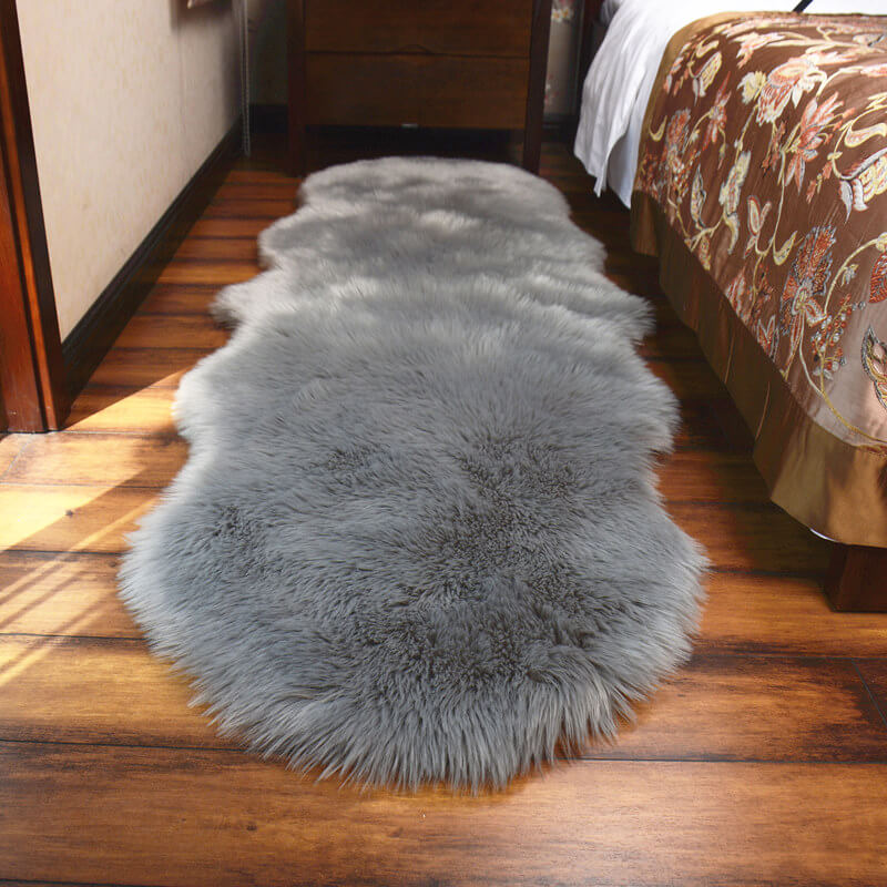 Faux Sheepskin Area Rug - Fluffy Non-Slip Suede Backing