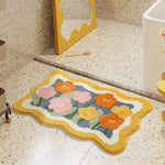 Floral Bath Mat - Microfibre Polyester with PVC Non-Slip Backing