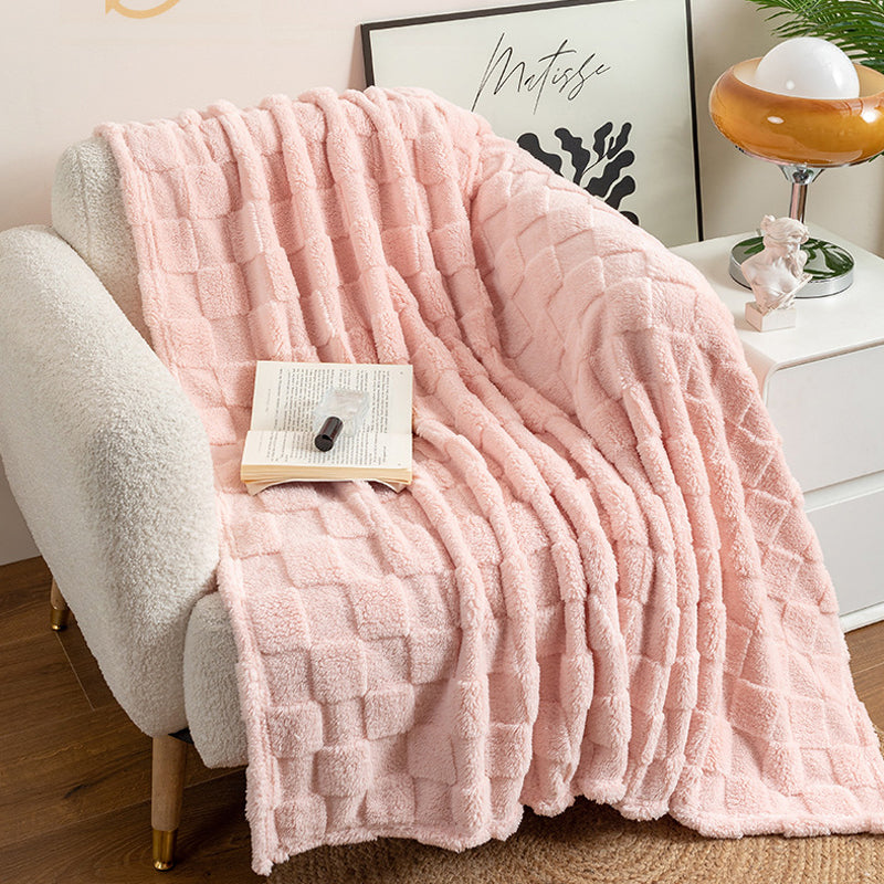 Soft Polyester Throw Blanket - Textured Plush Design in 5 Sizes