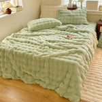 Faux Fur Throw Blanket - Faux Rabbit Fur with Coral Velvet Lining