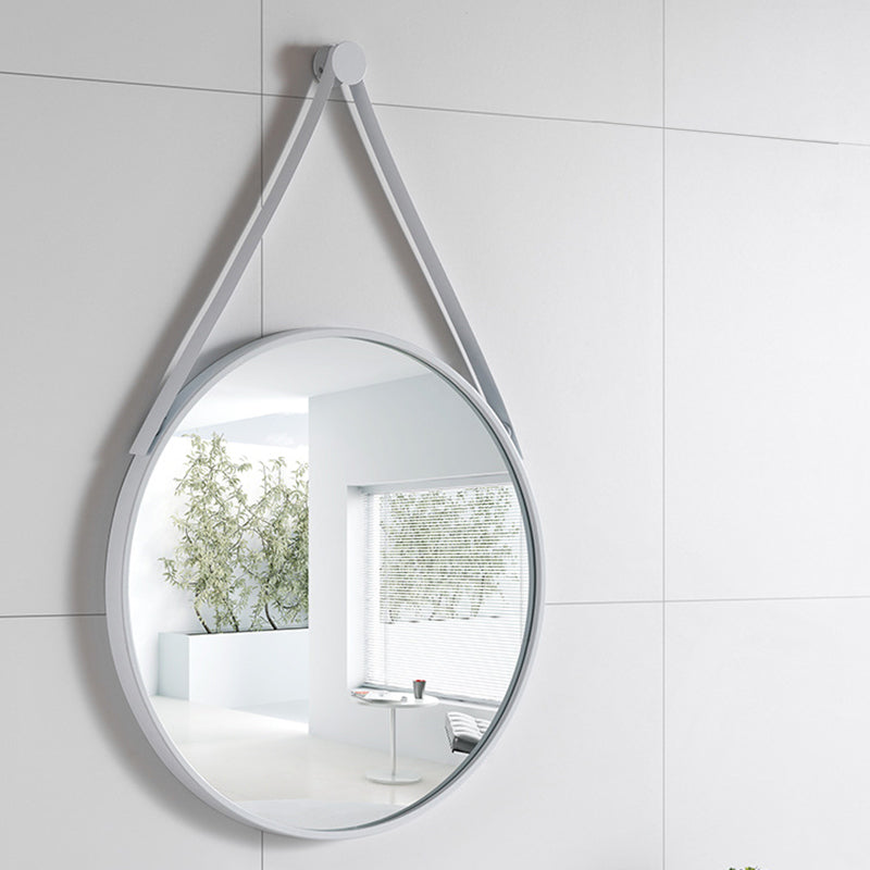 Round Hanging Mirror - Metal Frame with Strap 40-70 Cm