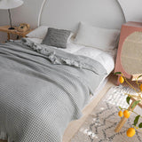 Cotton Bed Throw Blanket - Lightweight Waffle Weave Design