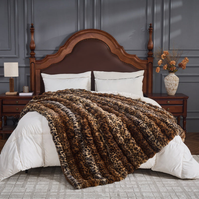 Faux Rabbit Fur Throw Blanket - 750 GSM 3D Bubble Texture
