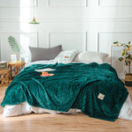 Striped Plush Throw Blanket - Soft Microfibre Polyester Fleece