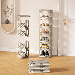 Foldable Narrow Shoe Rack - Stackable 3, 5 or 7 Tier Storage