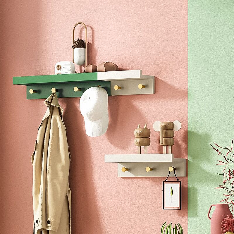 Bamboo Wall Shelf - Floating Storage Shelf with 2, 3 or 4 Hooks