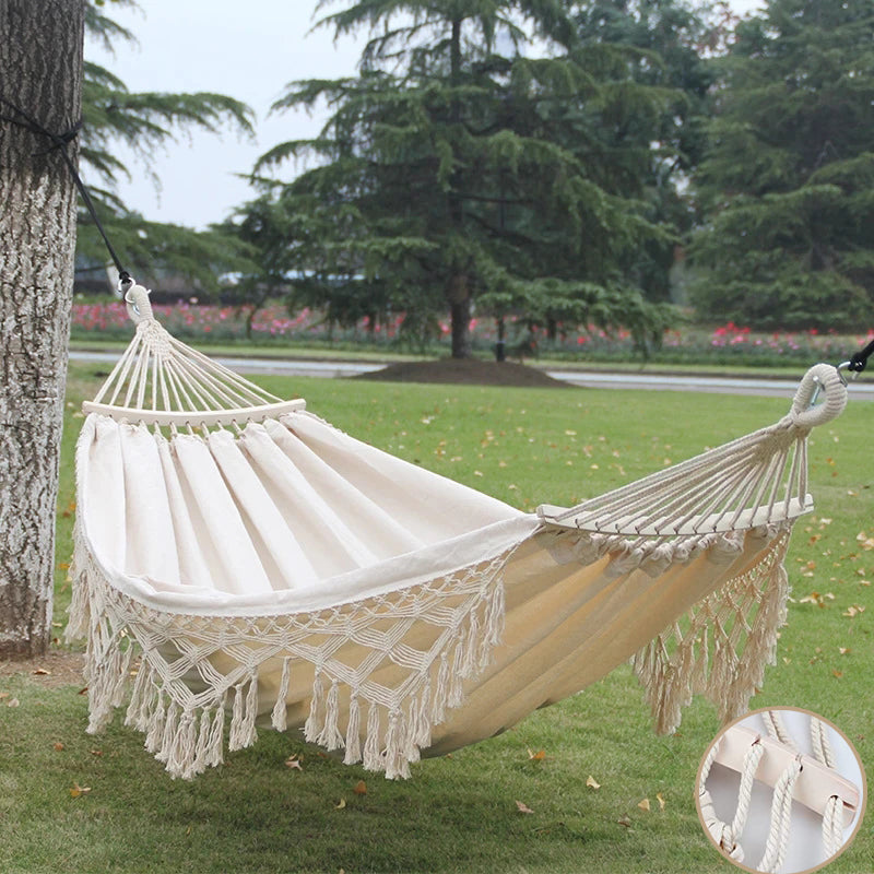 Boho Hammock with Tassels for Outdoor and Garden Use