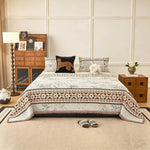 Chenille Sofa Throw Cover - Floral Jacquard with Tassels