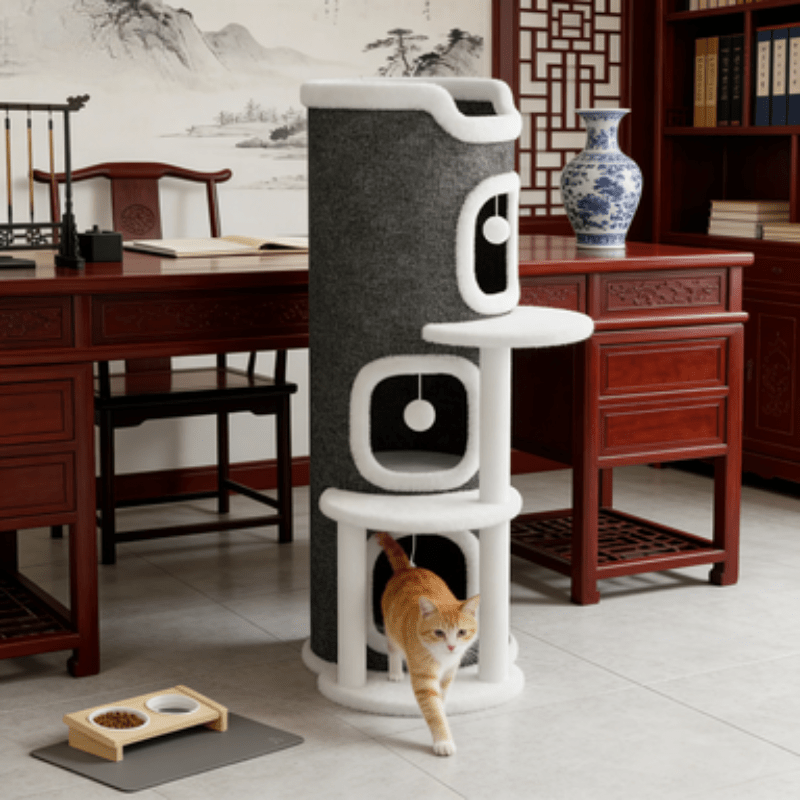 Multi-Level Cat Tree with Soft Bed, Tunnel and Scratching Post