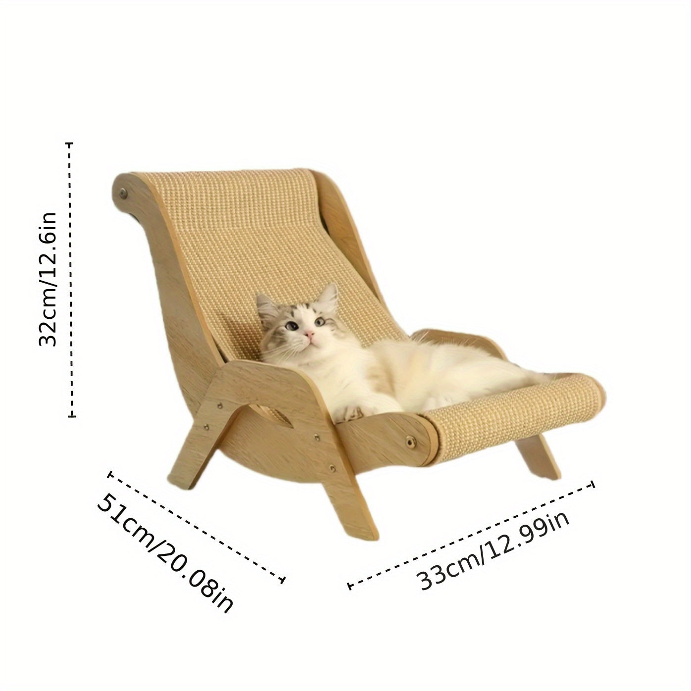 Cat Scratching Chair with Sisal Rope and Elevated Backrest