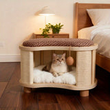 Wooden Cat Bed in Stool Style with Detachable Design