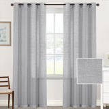 Linen Blend Voile Curtains – Semi-Sheer Grommet 2-Panel Set