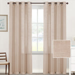 Linen Blend Voile Curtains – Semi-Sheer Grommet 2-Panel Set