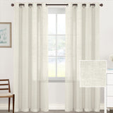 Linen Blend Voile Curtains – Semi-Sheer Grommet 2-Panel Set