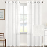 Linen Blend Voile Curtains – Semi-Sheer Grommet 2-Panel Set