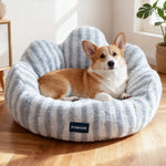 Large Striped Pet Bed of Flannel with Soft Edges