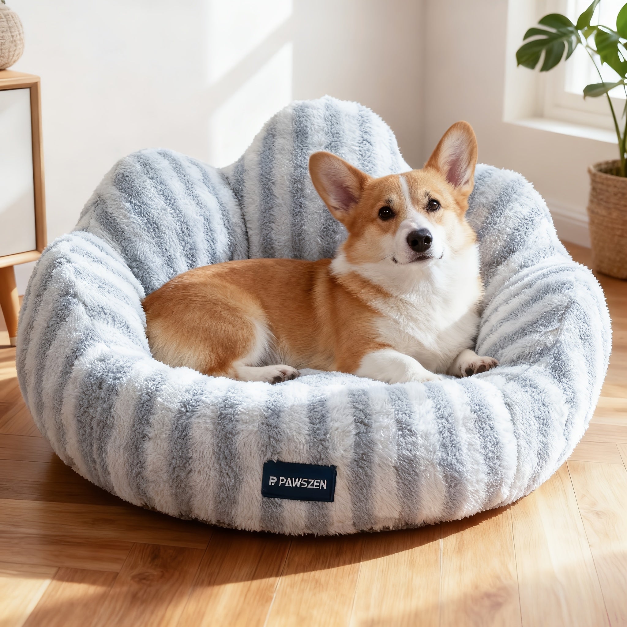 Large Striped Pet Bed of Flannel with Soft Edges