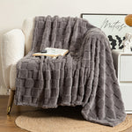 Soft Polyester Throw Blanket - Textured Plush Design in 5 Sizes