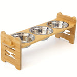 Elevated Bamboo Feeding Stand for Dogs
