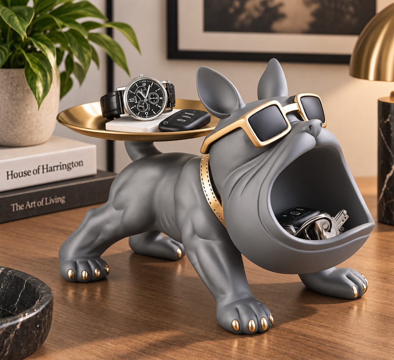 French Bulldog Butler - Polyresin Storage Tray Decoration